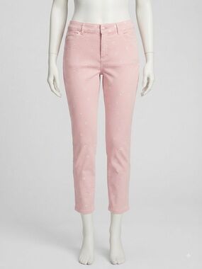 Old Navy Pink Daisy Cropped Embroidered Pixie Jeans